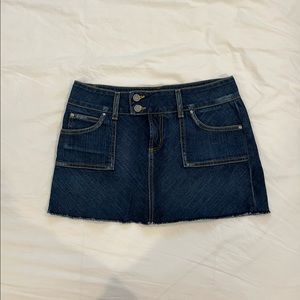 BEBE dark denim low waisted mini skirt